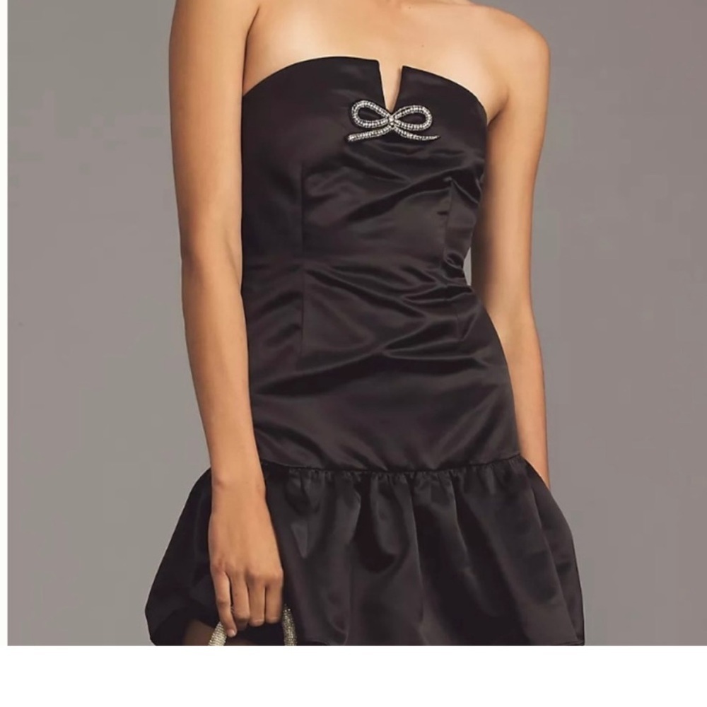 New Dress Maeve by Anthropologie Black Strapless with Bow Detail Medium - Picture 11 of 13